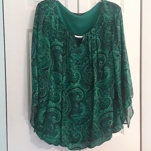 Plus size green dressy blouse